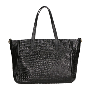Borsa a spalla da donna - Modello Lorella - Vera pelle croco - 37.0 x 23.0 x 10.0 cm