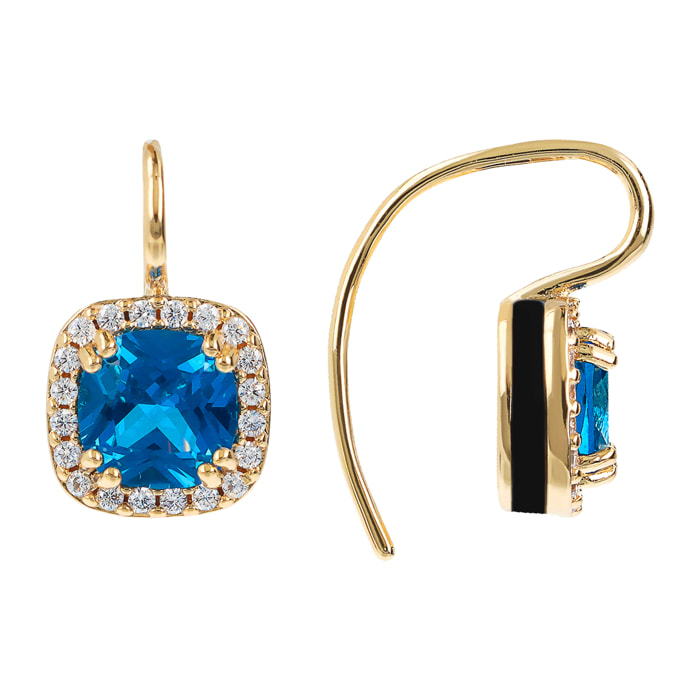 Orecchini Pendenti con Cubic Zirconia Quadrate Blu