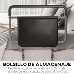 Barandilla de Cama Adulto Asidero para la Cama con Altura Ajustable Bolsillo de Almacenamiento para Discapacitados y Personas Mayores 71x61x86-104 cm Gris