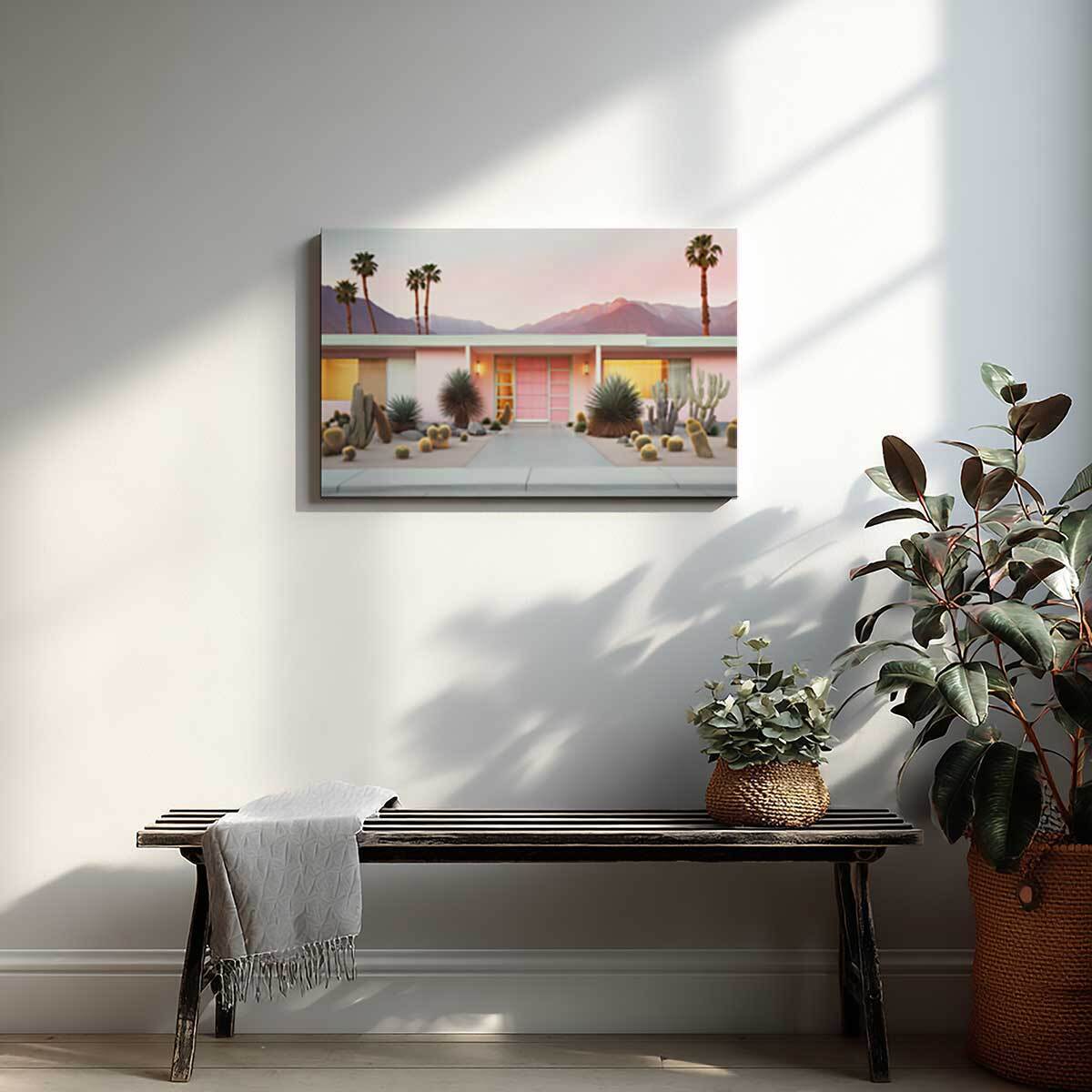 Affiche maison rose à toit plat Affiche seule