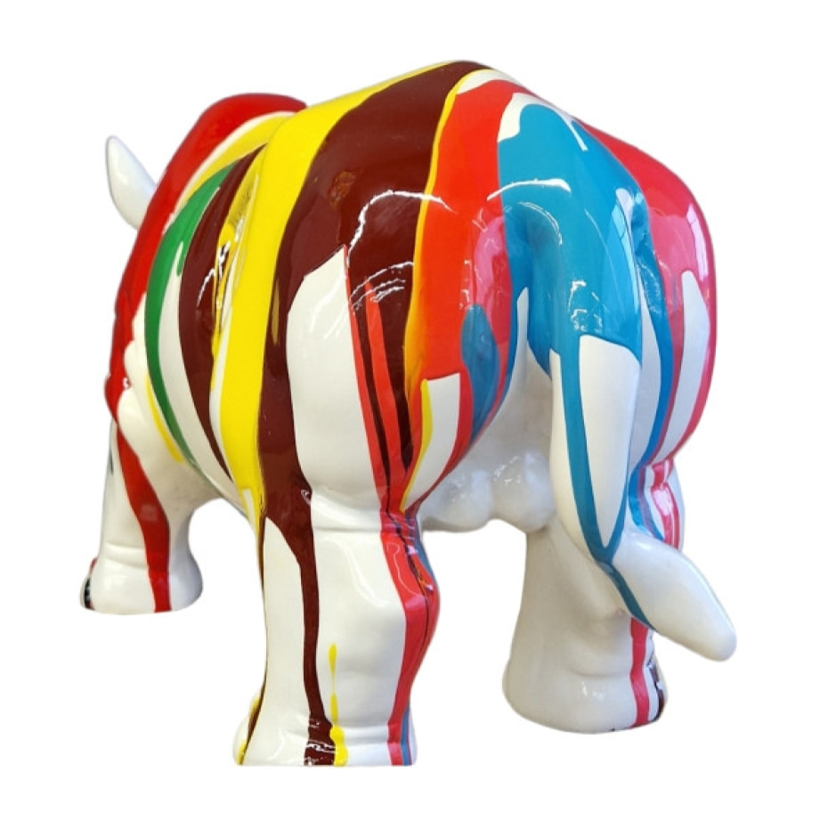 Statuette rhinocéros multicolore en résine H24cm - RHINO POP 2