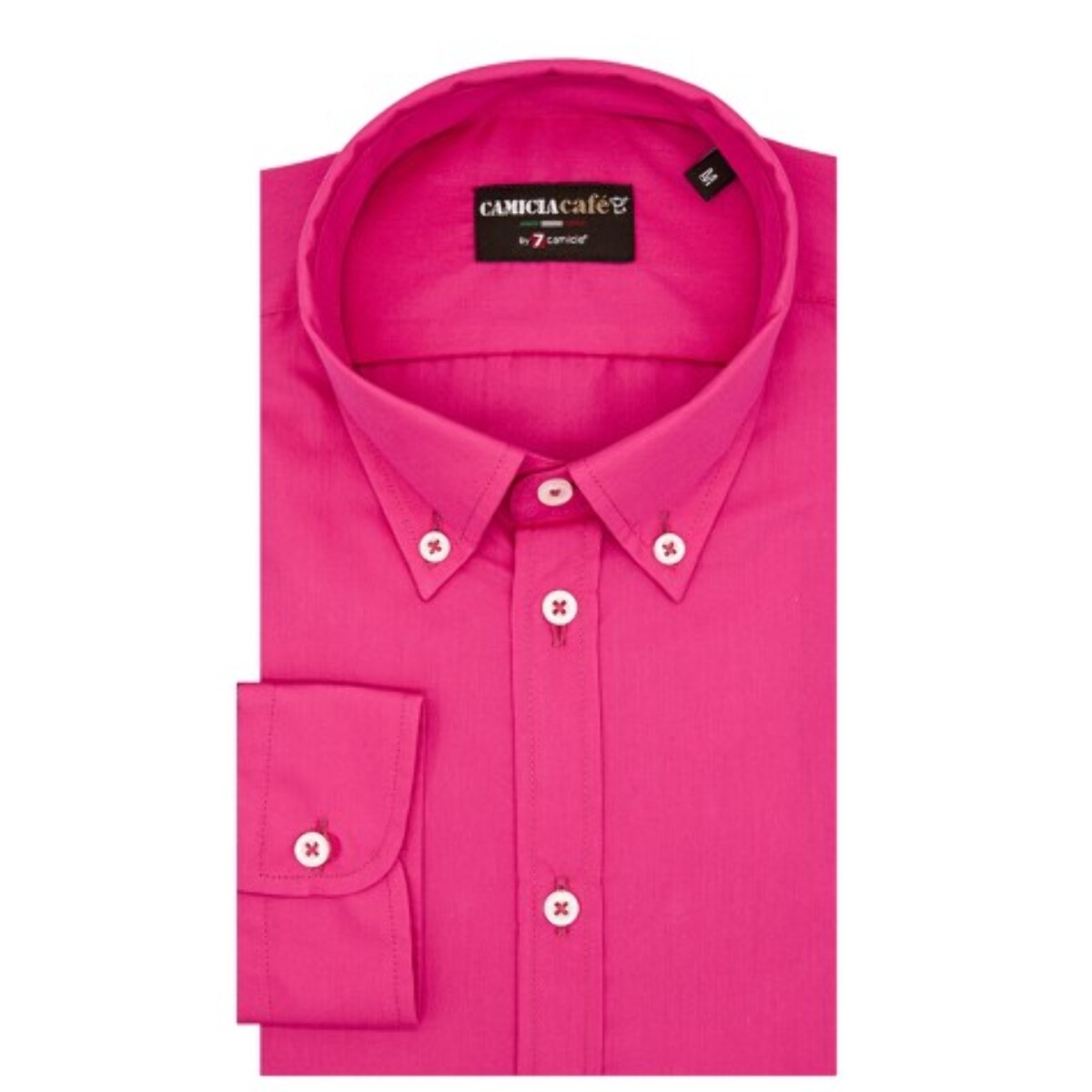 Camicia Uomo 1 Bottone Button Down Slim Cotone/Poliestere Fucsia