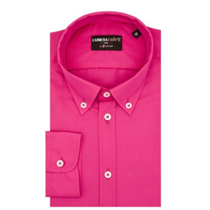 Camicia Uomo 1 Bottone Button Down Slim Cotone/Poliestere Fucsia