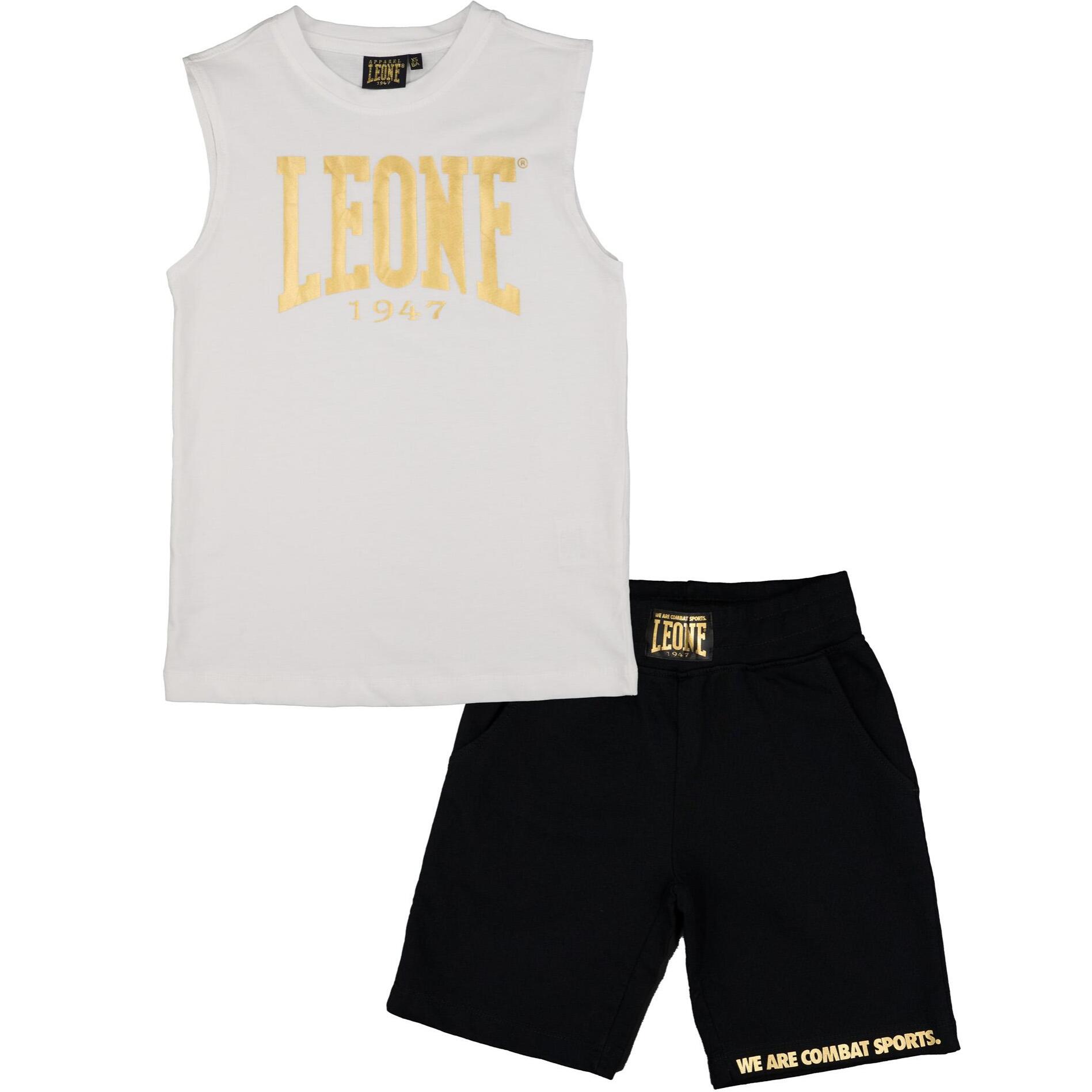 Set completo da bambino con t-shirt smanicata e pantaloncini in cotone Leone Gold