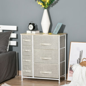 Meuble de rangement commode design 64L x 30l x 71H cm 7 tiroirs métal MDF non tissé blanc