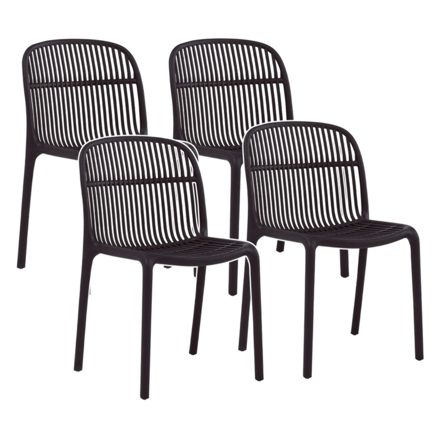 Set da 4 sedie da giardino nere in polipropilene – Sintra