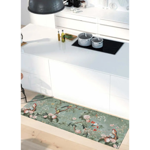 RICCI Alfombra lavable de cocina diseño floral multicolor, varias medidas disponibles.