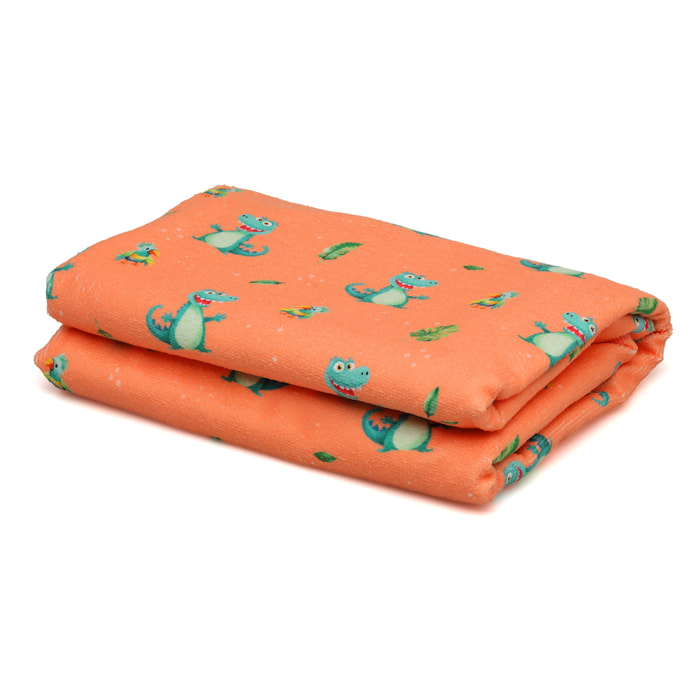 TOALLA PLAYA MICROFIBRA COCODRILO NARANJA