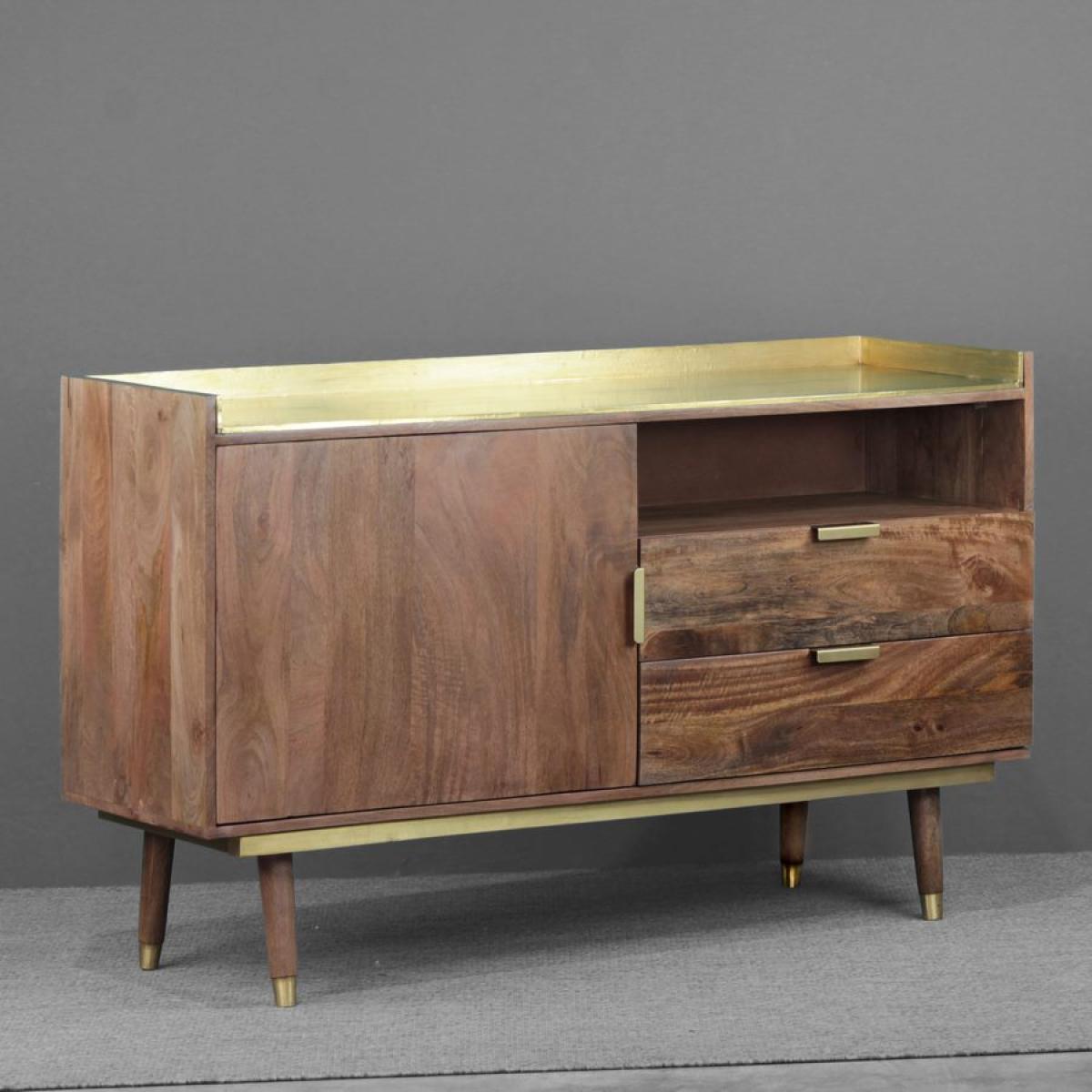 Mobile credenza in legno di mango e metallo dorato