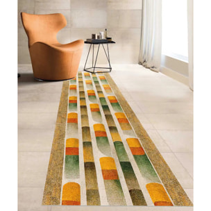 Passatoia tappeto cucina bagno ingresso multiuso, disegno geometrico stile retrò