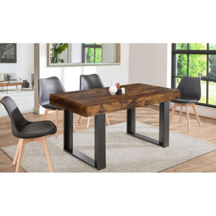 Table repas extensible Brixton - Bois vieilli - Noir