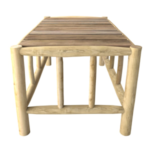 Salon de jardin 4 personnes en bois de teck avec canapé, table basse - Ily