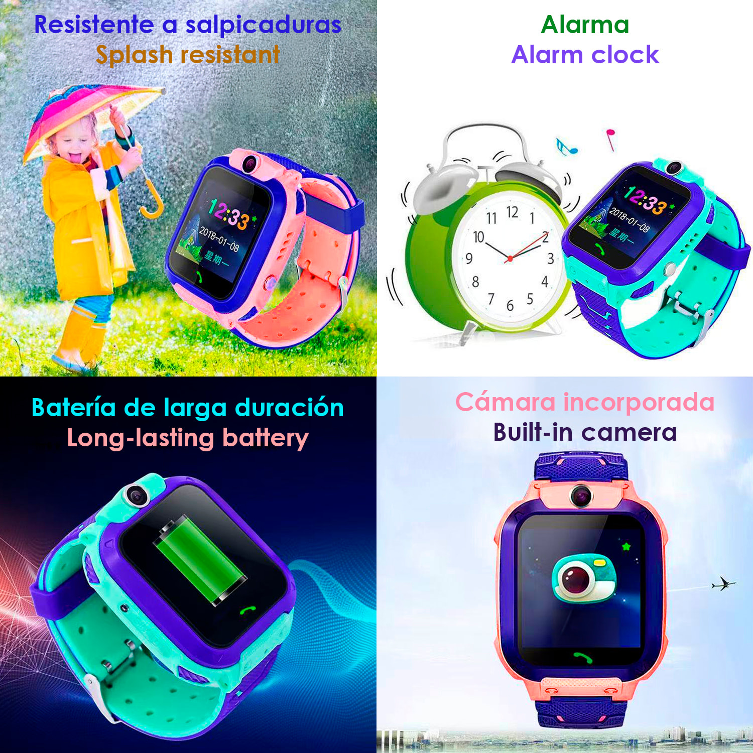 Smartwatch LT27 LBS speciale per bambini, con fotocamera, funzione di tracciamento, chiamate SOS e ricezione di chiamata.