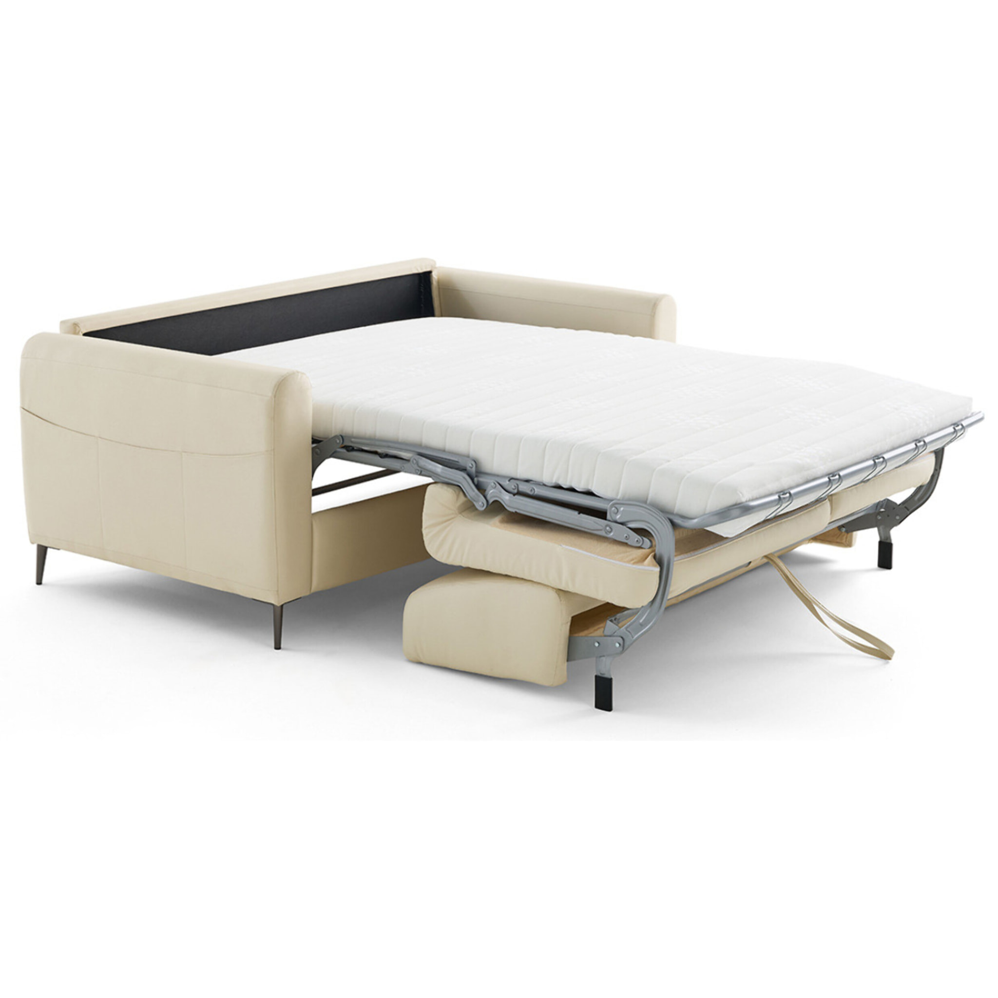 Owen - canapé 3 places convertible couchage quotidien matelas 12 cm en simili - Beige