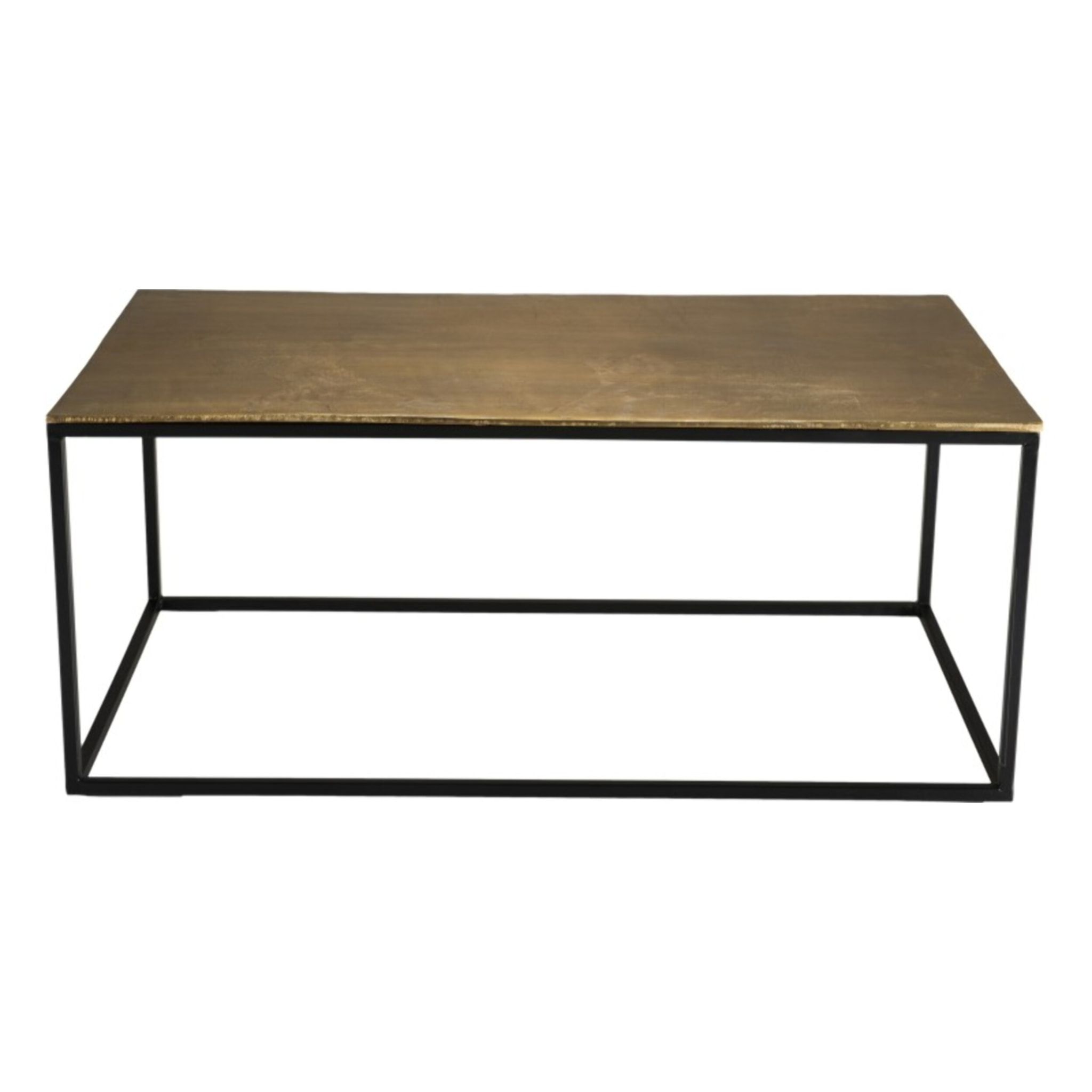 JOHAN - Table basse rectangulaire 98x57cm aluminium doré pieds noirs