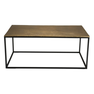 JOHAN - Table basse rectangulaire 98x57cm aluminium doré pieds noirs