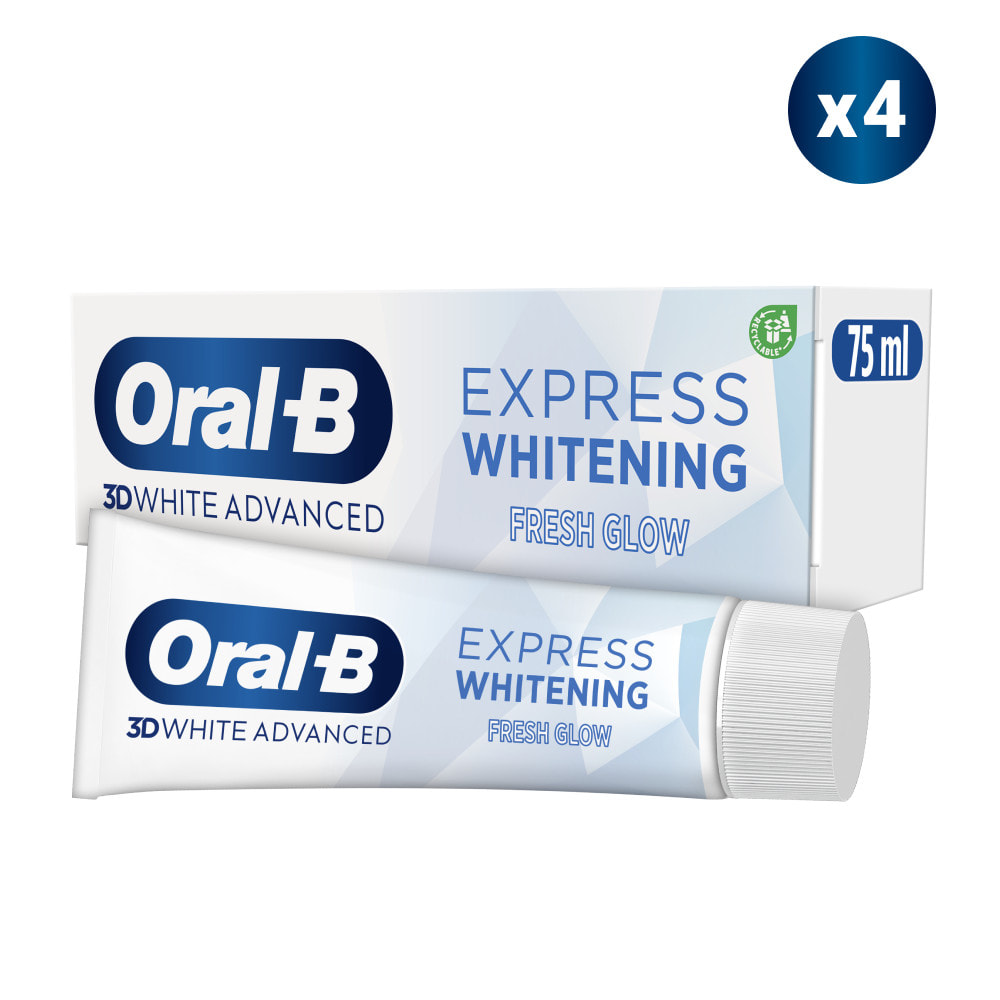 4 Dentifrices Oral-B 3D White Advanced Express Éclat de Fraîcheur 75ml