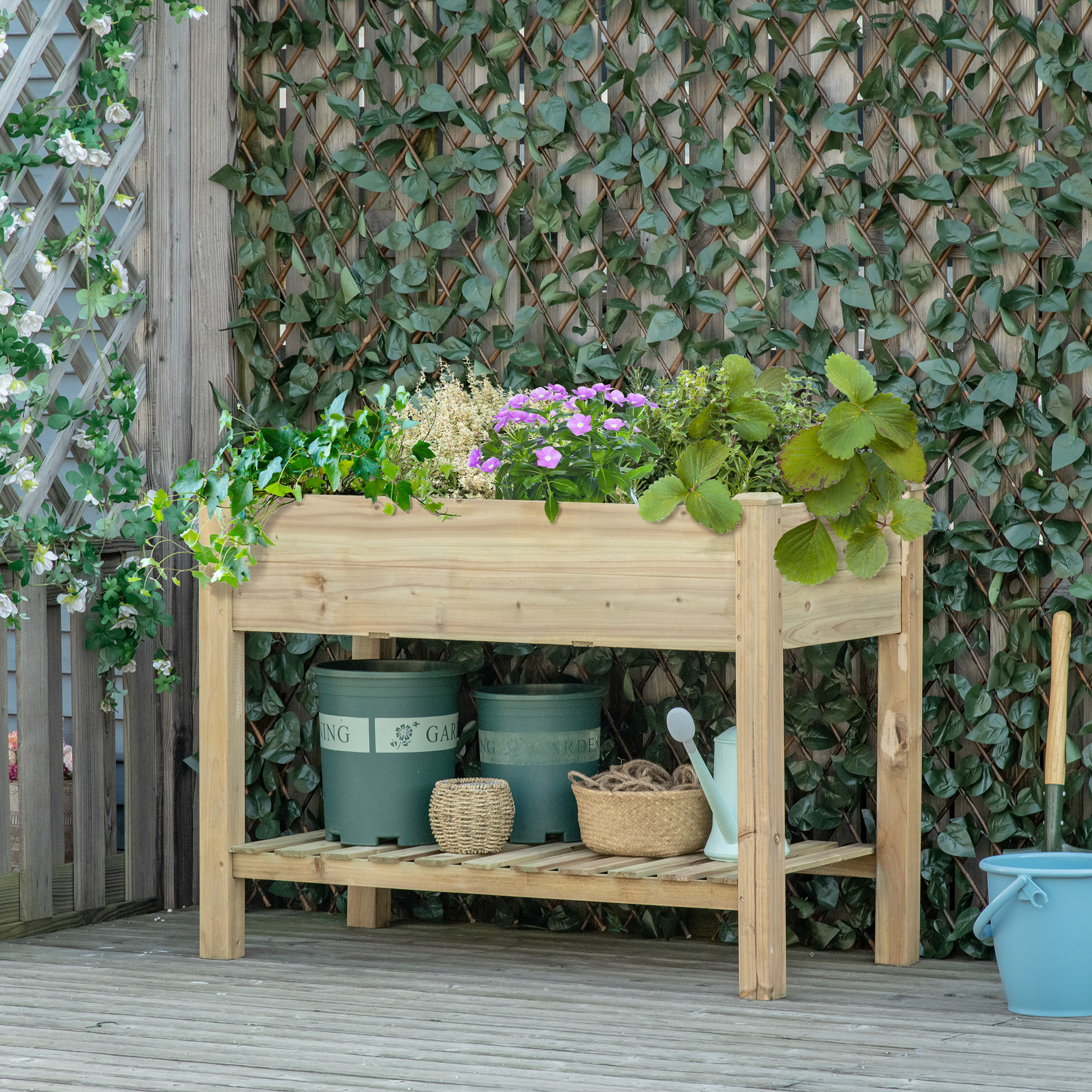Jardinière sur pieds potager haut - étagère - 113 x 56 x 84 cm - bois sapin autoclave