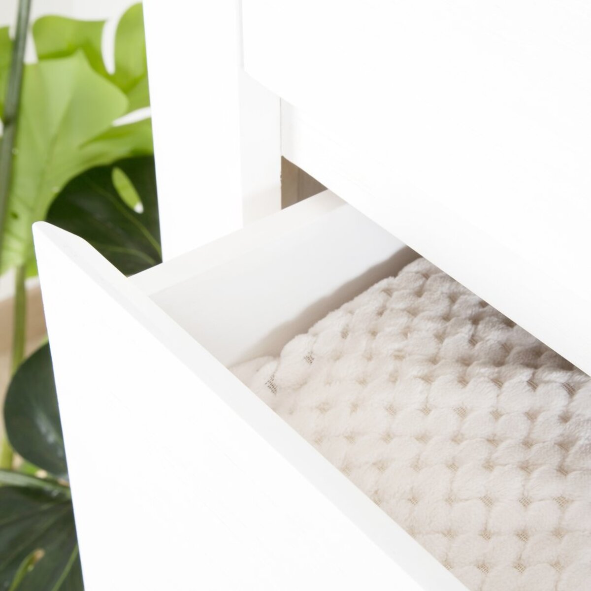 Meuble d'entrée Liland -bois massif et panneau de mdf-couleur laqué blanc mat 120 x 85 x 30 cm