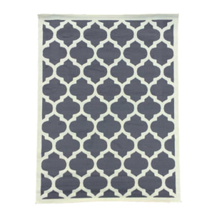 Tapis Kihe gris et blanc motif géométrique
