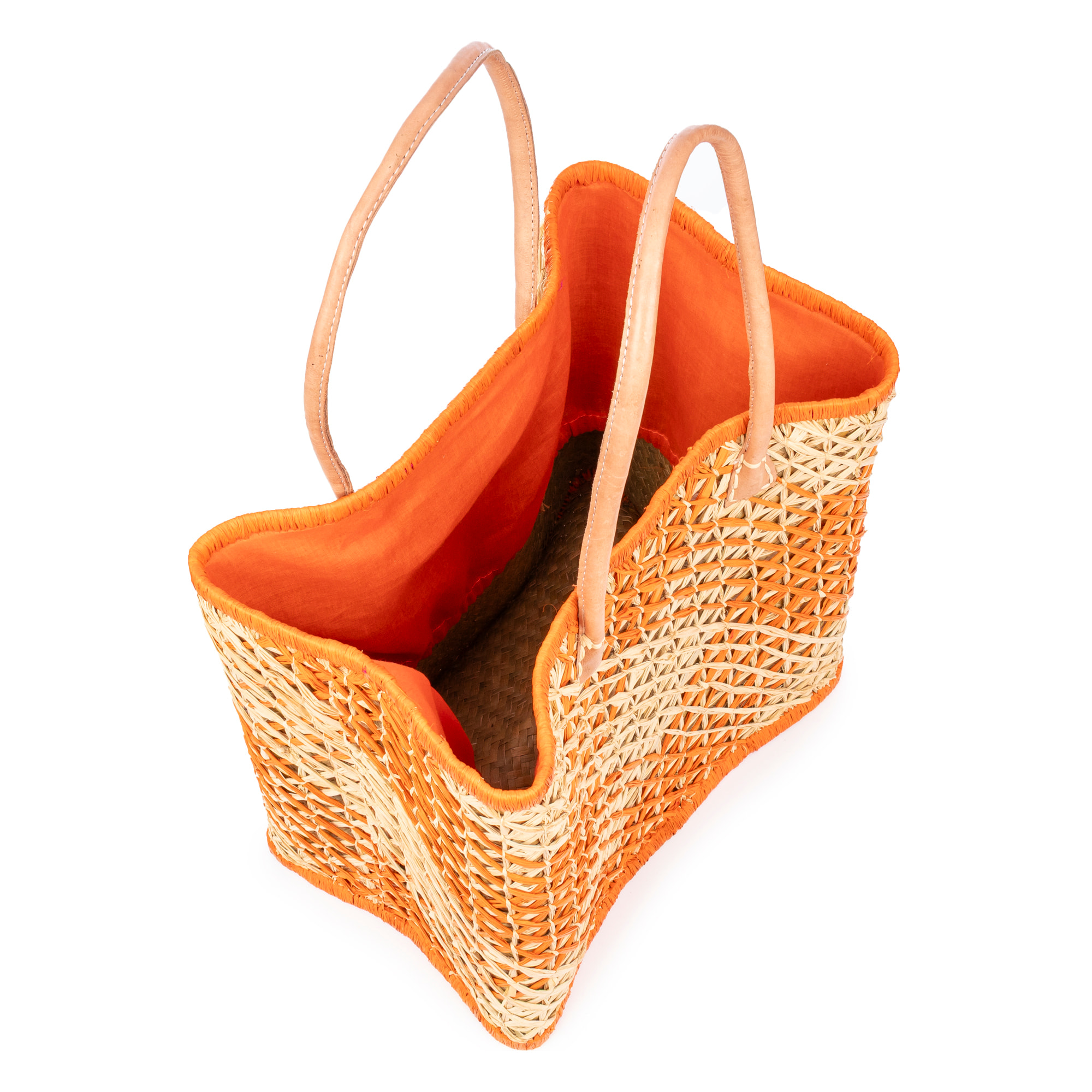 Zavattarello borsa a spalla donna. Realizzato in rafia e tessuto, con manici in pelle.