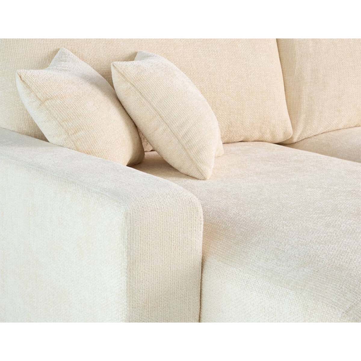 Pivoine - canapé panoramique en U - 7 places - convertible avec coffre - en velours texturé - Beige