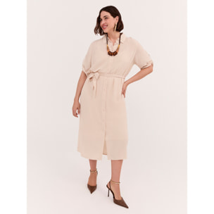 Fiorella Rubino - Vestito chemisier Power in viscosa - Beige