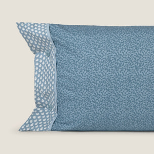 Funda de almohada algodón estampado hojas Inpat color azul 100% Algodón