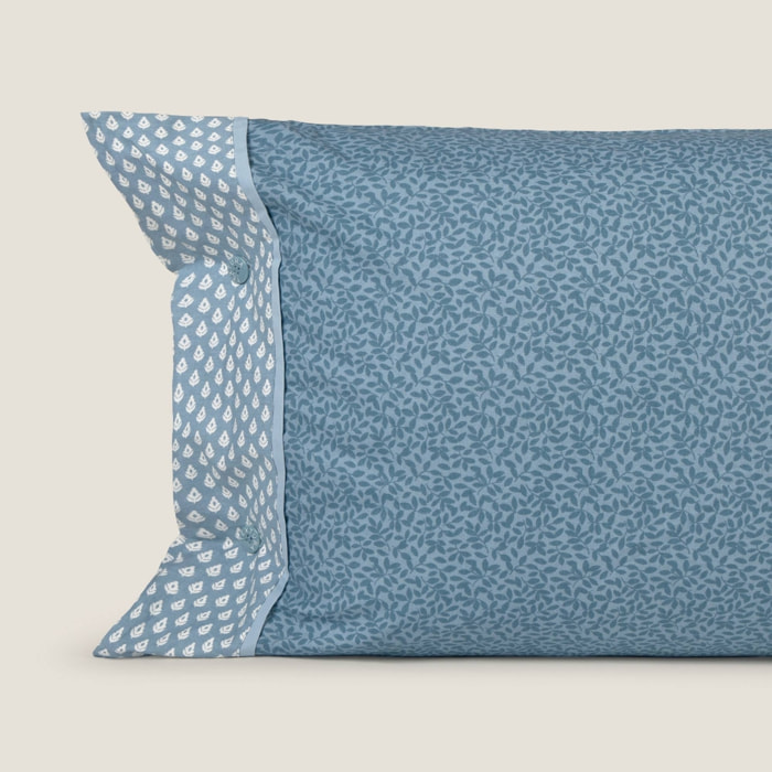 Funda de almohada algodón estampado hojas Inpat color azul 100% Algodón