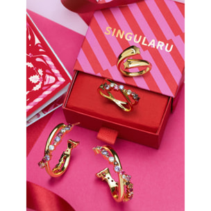 Anillo Abbraccio Stars Acero Baño Oro