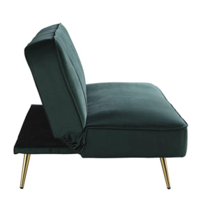 Canapé Clic Clac velours ''James'' - 180 x 83 x 75 cm - 3 places - Vert foncé.