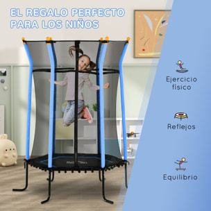 Cama Elástica Infantil de Jardín Ø163,5 cm Trampolín para Niños de +3 Años con Red de Seguridad y Marco de Acero para Interior Exterior Carga 50 kg Negro y Azul