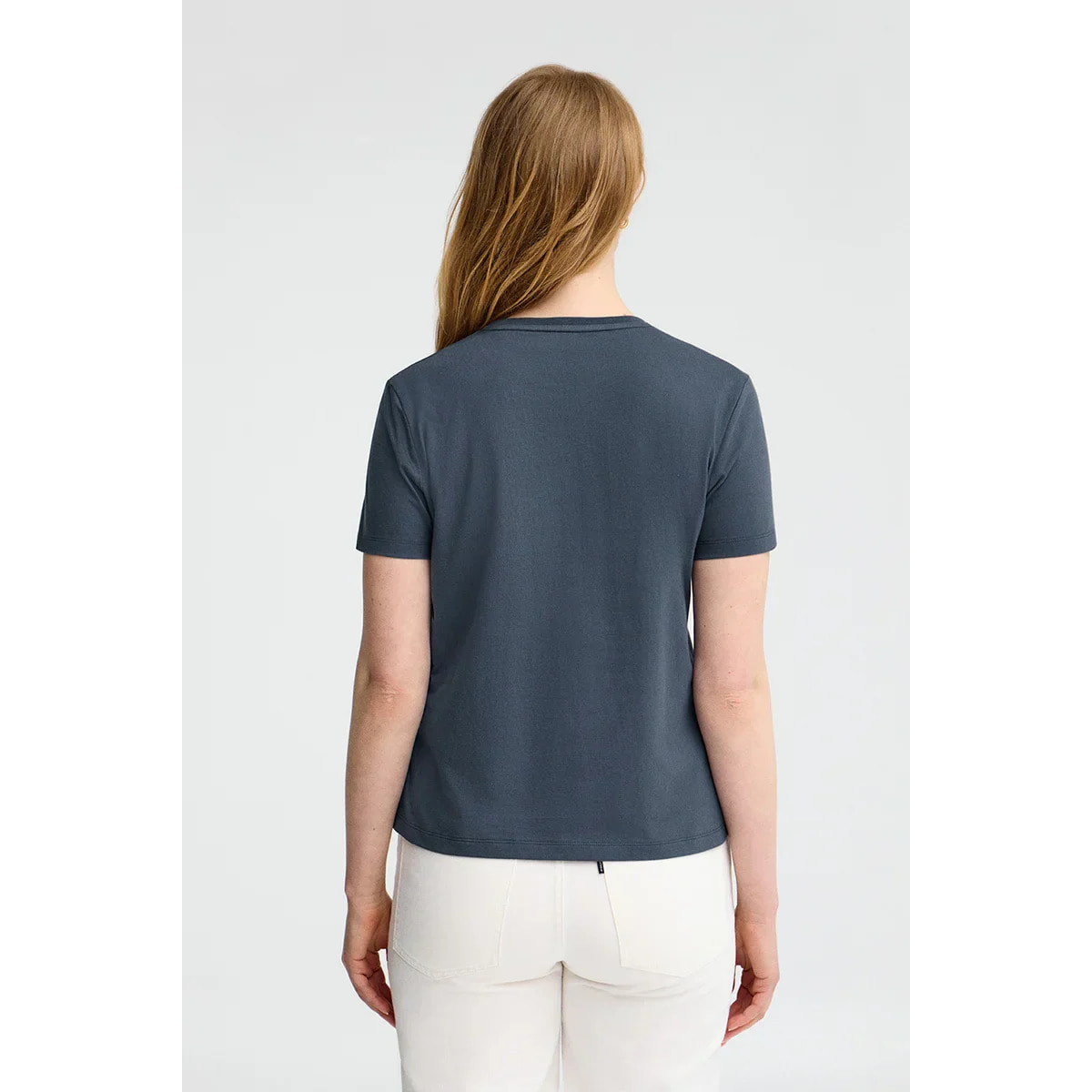 Maglietta blu denim a maniche corte e a girocollo con ricamo Rigby Go