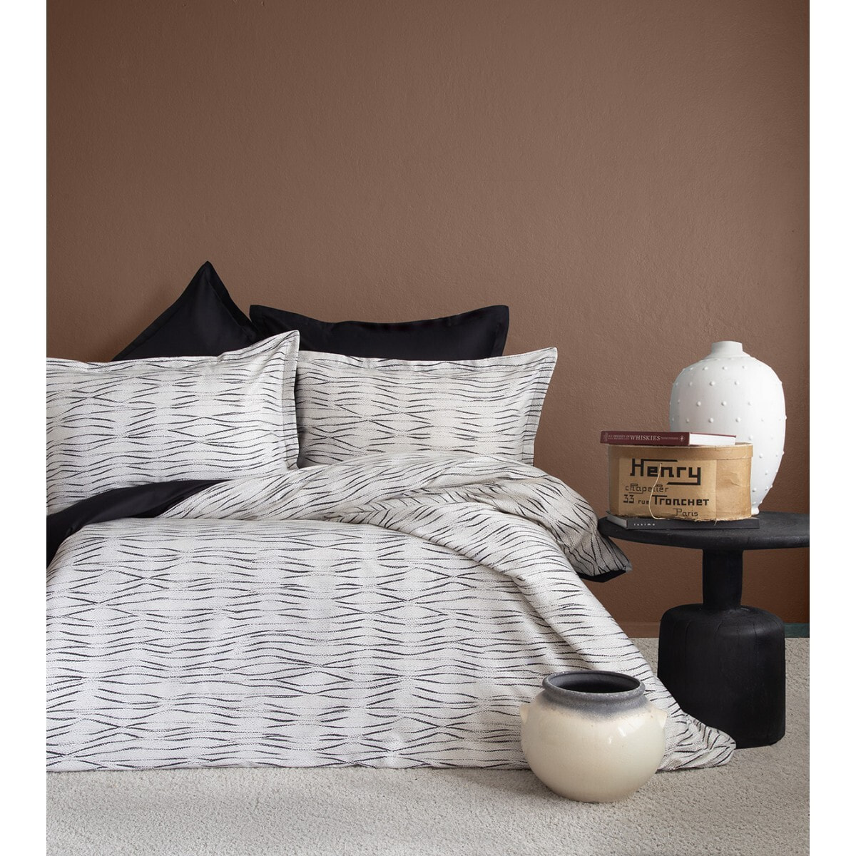 Housse de couette + taies oreiller satin de coton "Galaxy"