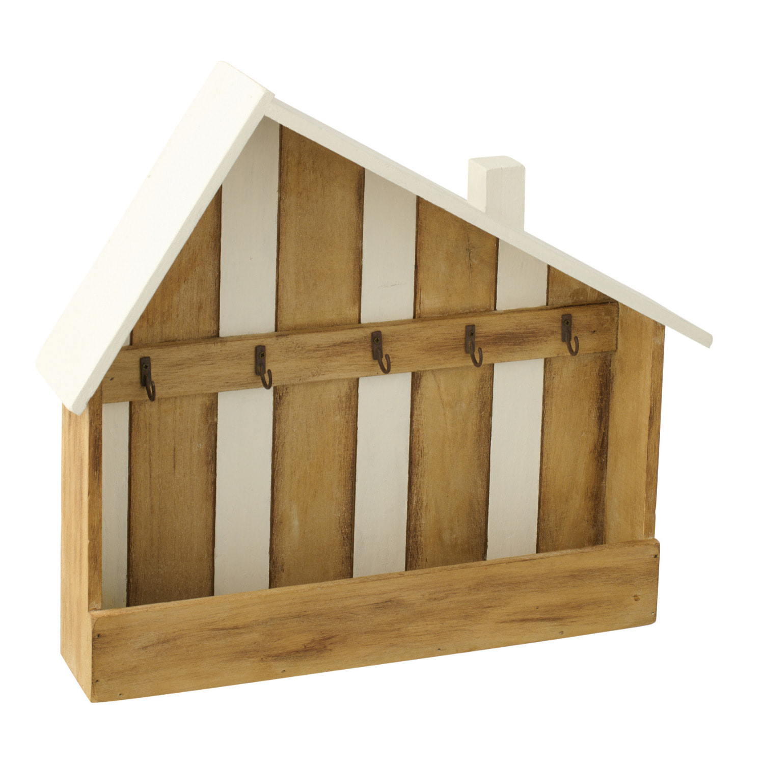 J-Line Porte-clés Maison Bord de Mer - bois - naturel/blanc