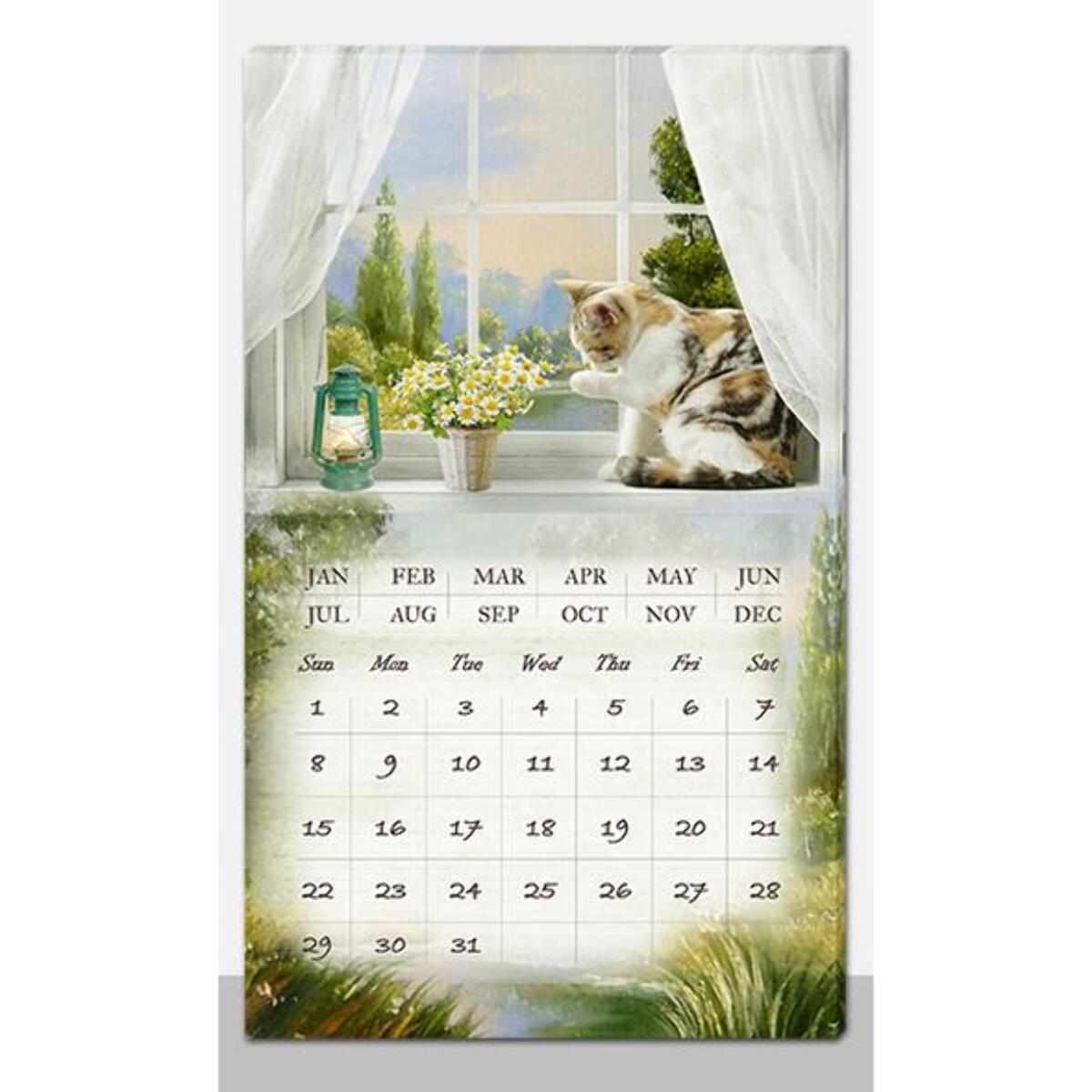 Quadro con led con calendario bianco rettangolare cm30x50x1,8