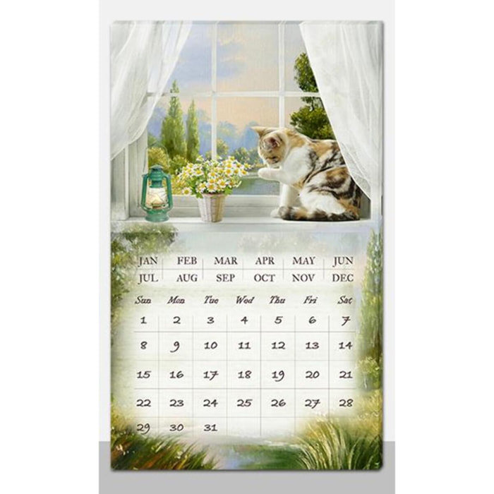 Quadro con led con calendario bianco rettangolare cm30x50x1,8