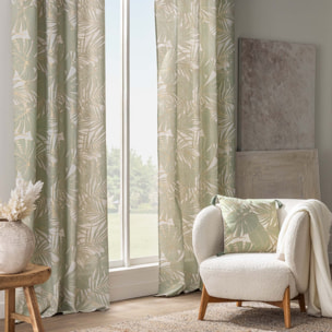 Rideau à œillets polycoton feuillages métallisé - Vert