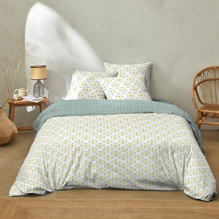 Parure Housse De Couette 3pcs Coton 51 Fils Creala Multico