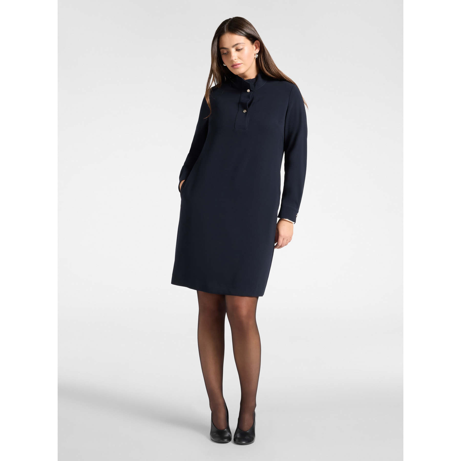 Elena Mirò - Abito in cady con collo alto - Blu