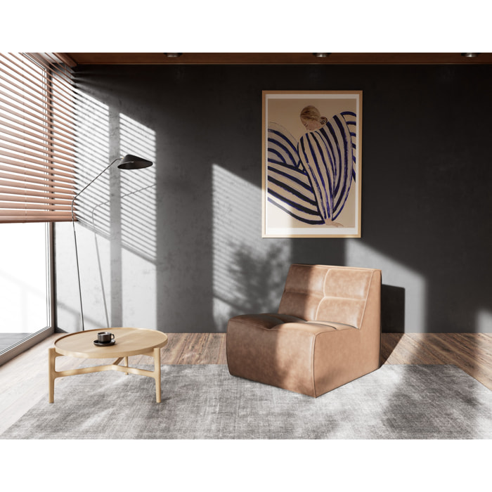 Alya - module d'assise sans accoudoir en simili - Marron