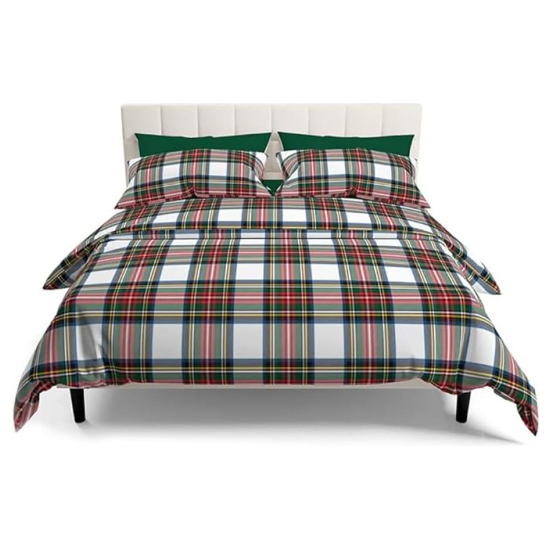 Intrecci - Parure Copripiumino Tartan Scozzese, Set Sacco Piumino e Federe in Puro Cotone, Singolo