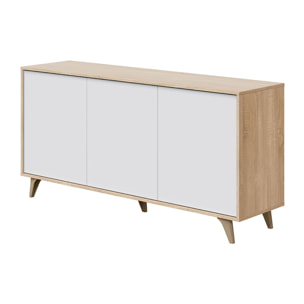 Aparador 3 Puertas 75x154x40 Cm Roble Y Blanco Artik