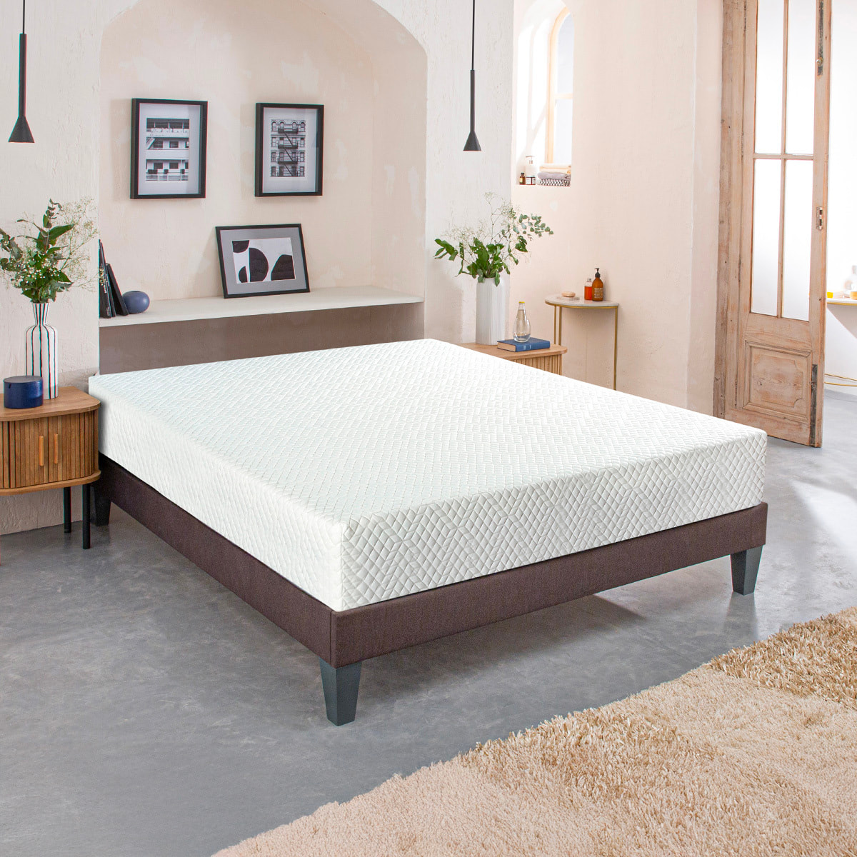 Ensemble Matelas Absolu & Sommier KIT15, 21 cm, Mémoire de Forme et technologie Tri-Lattes, Soutien Ferme, Fabrication Française