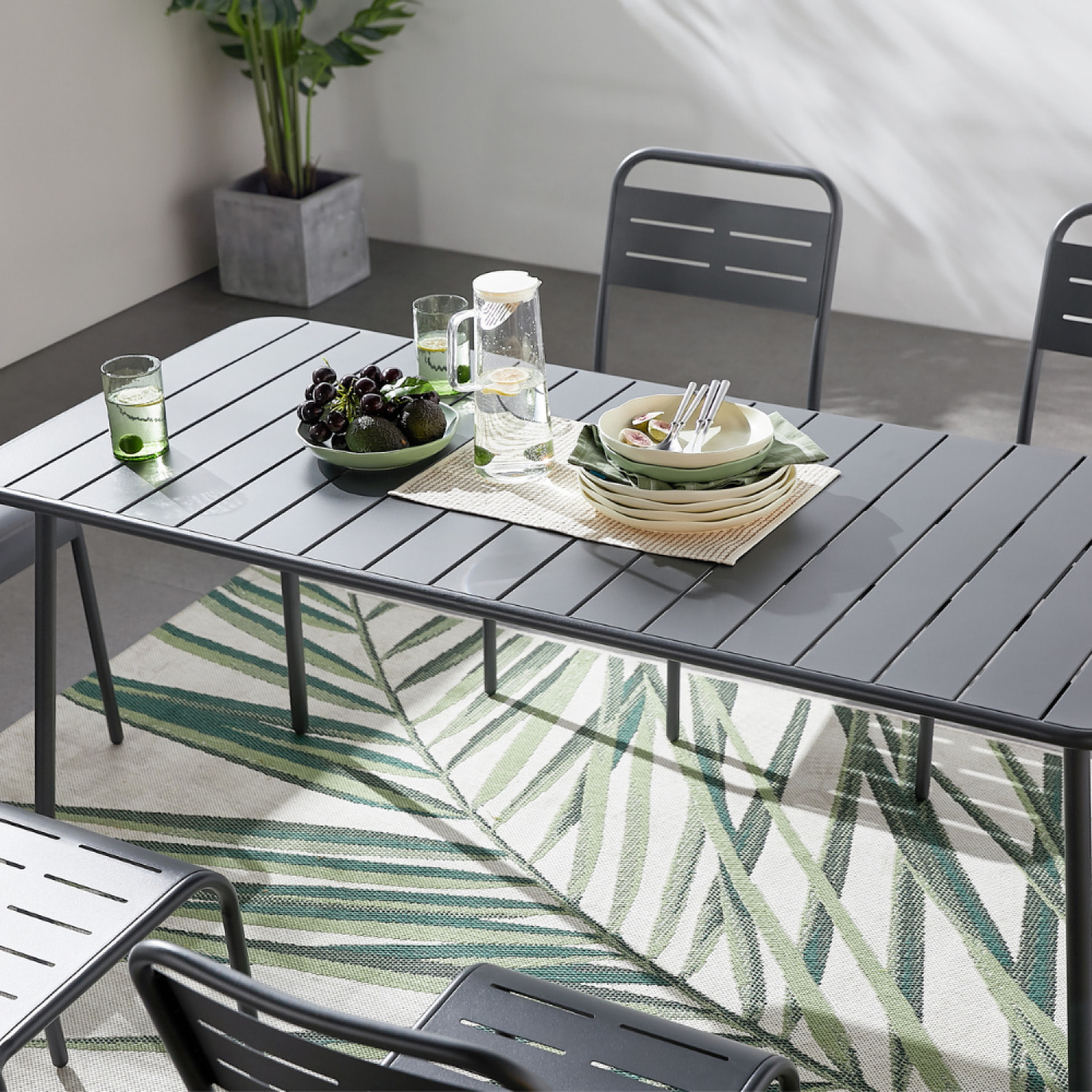 Table de jardin en acier 6 places - EVORA