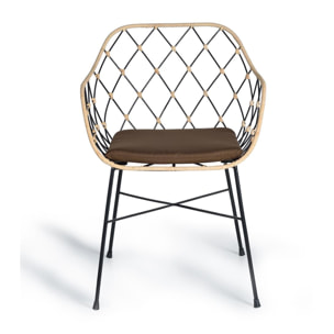 Silla de Rattan Natural 56 Cm Estilo Mediterráneo