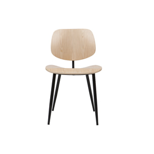 Chaises en bois clair et métal noir (lot de 2) TOBIAS