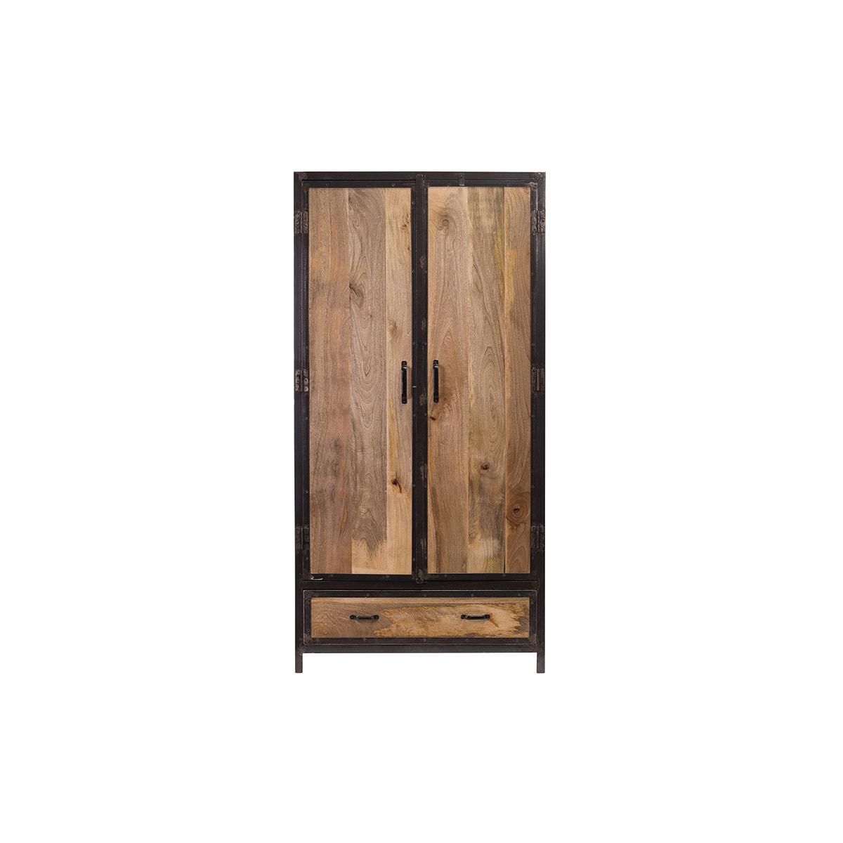 Armoire industrielle en bois massif manguier et métal noir L90 cm INDUSTRIA