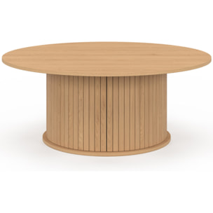Table basse ronde Albane pied lattes avec rangement Ø100cm