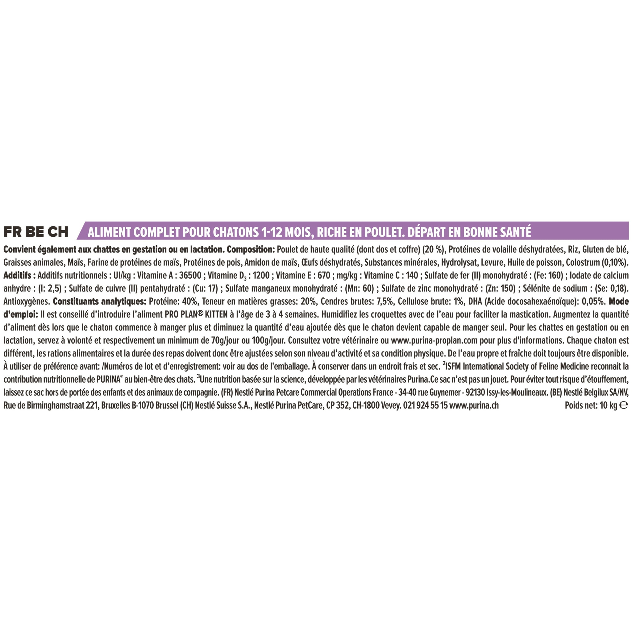 PRO PLAN Kitten 1-12 mois HEALTHY START Poulet 10kg